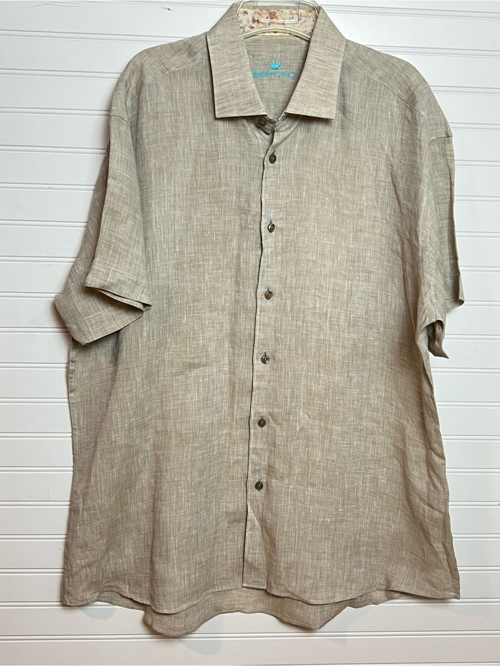 Bertigo  Linen Short-Sleeve Button Front Shirt Size 2XL